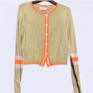 Anthropologie Olive and Tangerine Knit Cardigan Size Medium